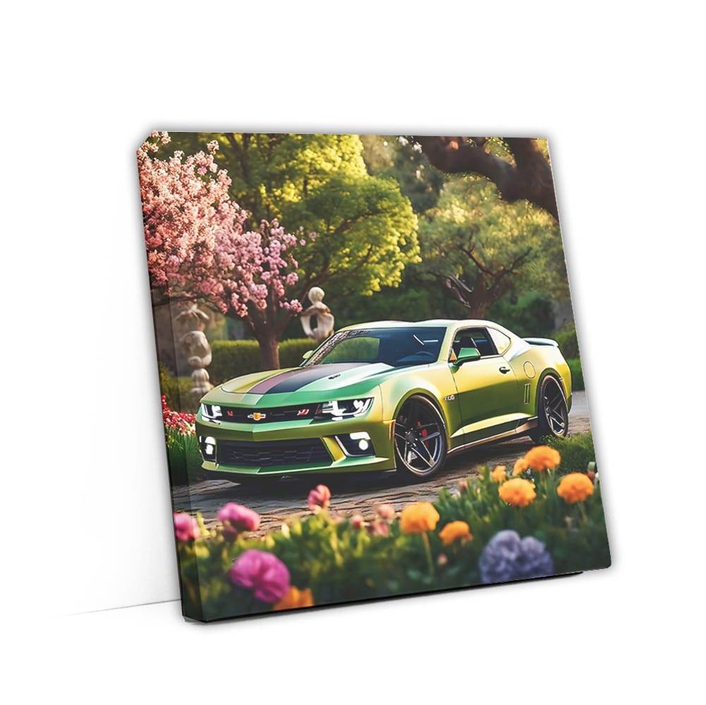 Chevrolet Camaro Ss Green In Flower Wall Art