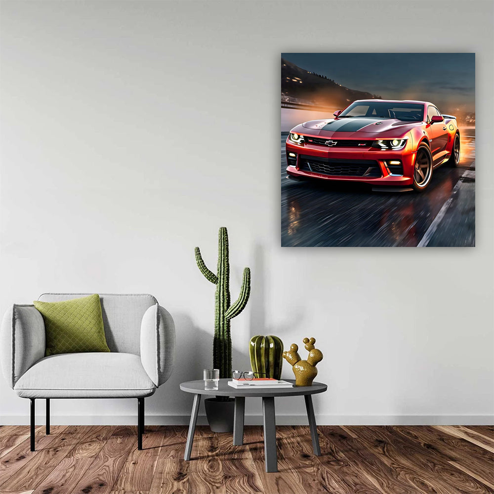 Chevrolet Camaro Ss Red Drif Wall Art