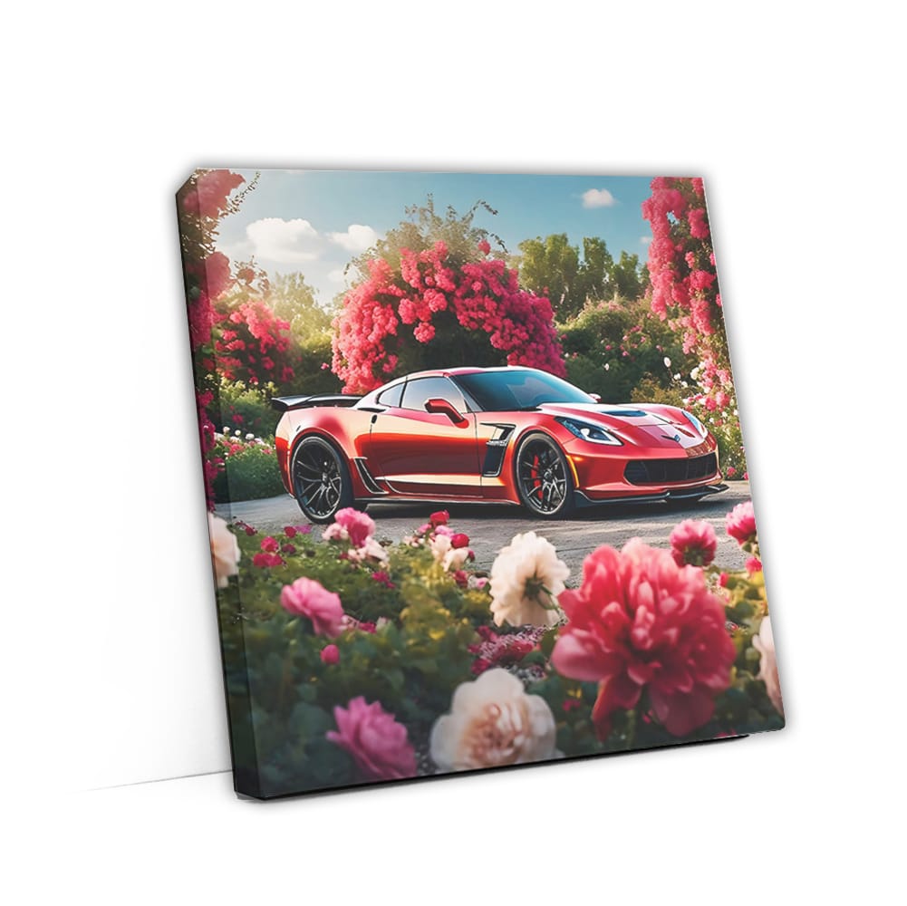 Stunning Red Chevrolet Corvette Z06 Amidst Blossoms - Power Unleashed