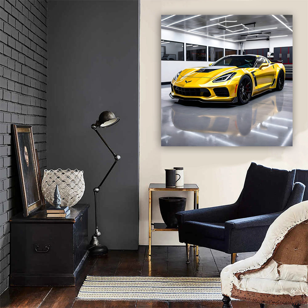 Yellow Chevrolet Corvette Z06 in Garage - Pure Speed Thrill