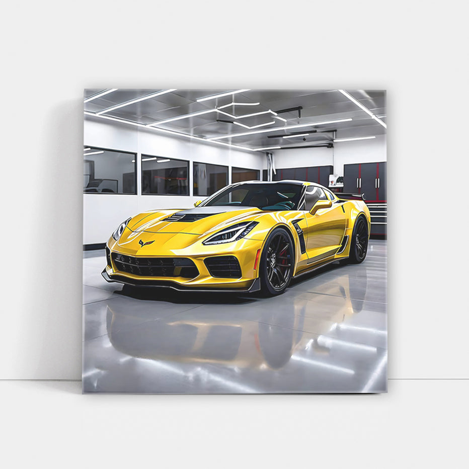 Yellow Chevrolet Corvette Z06 in Garage - Pure Speed Thrill