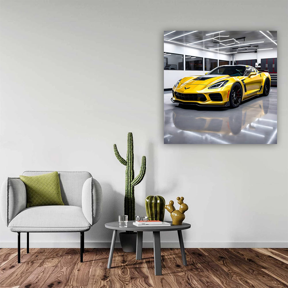 Yellow Chevrolet Corvette Z06 in Garage - Pure Speed Thrill