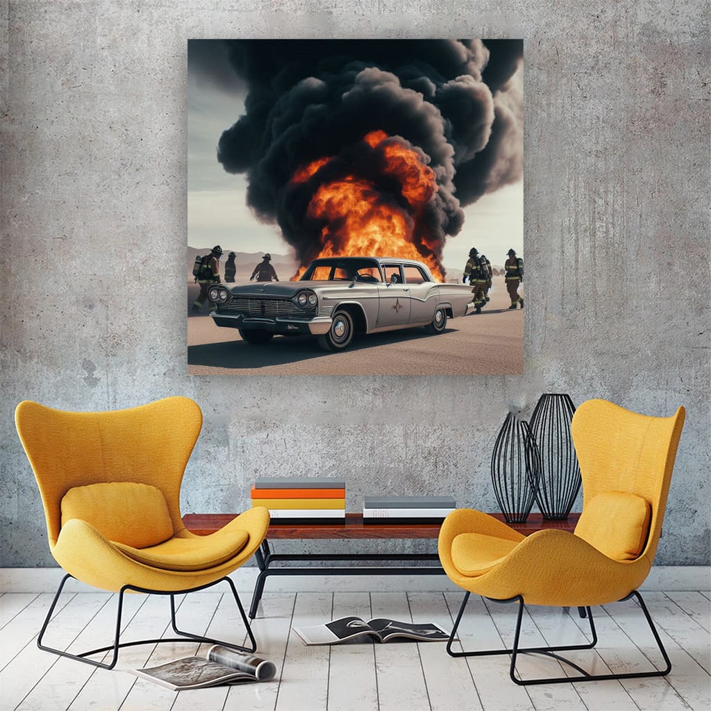 Vintage Chrysler on Fire - Classic Elegance in Motion