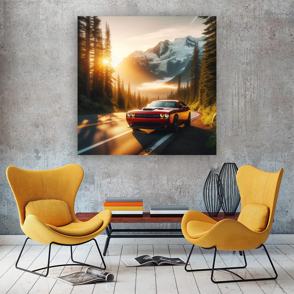 Dodge Challenger Mountain Wall Art