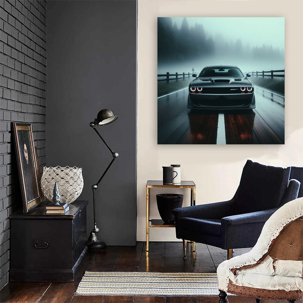 Dodge Challenger Srt Hellcat Fog Wall Art