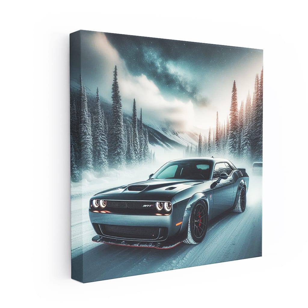 Dodge Challenger Srt Hellcat Winter Wall Art