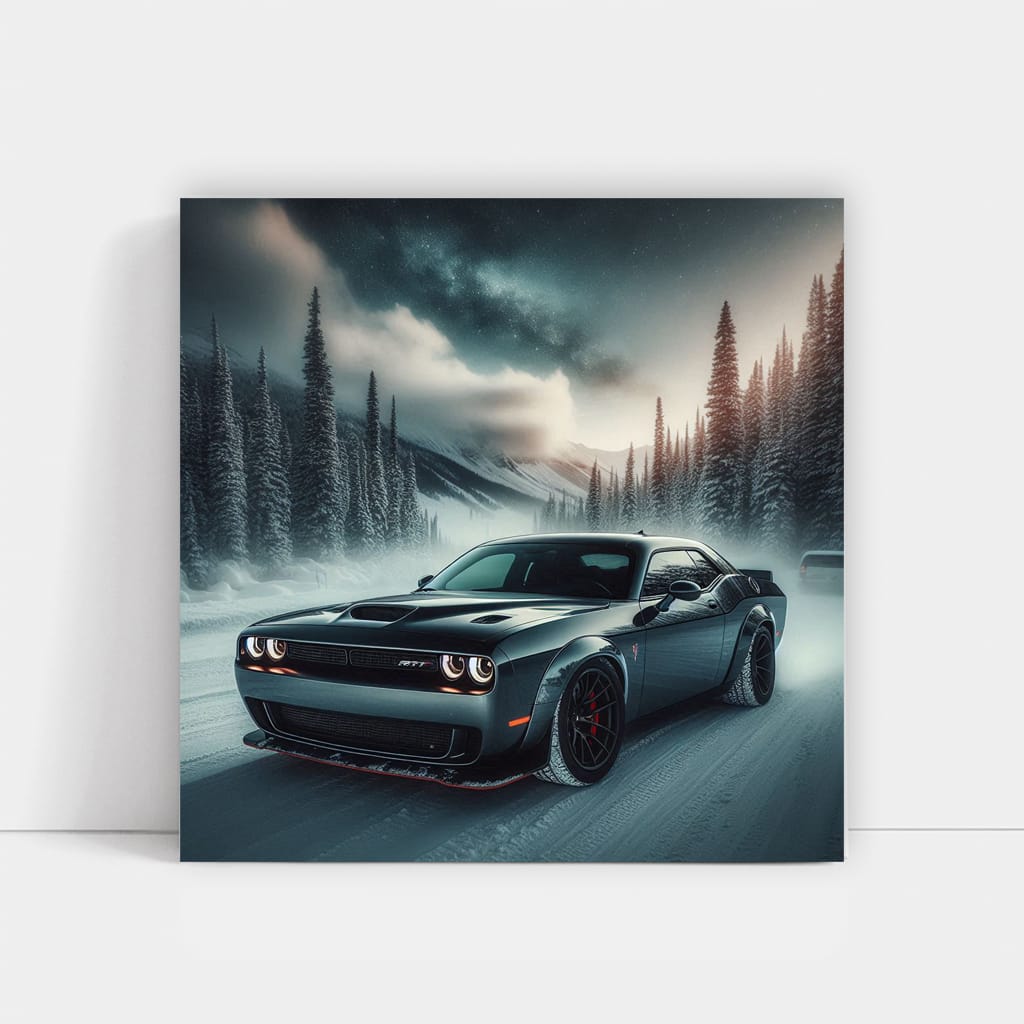 Dodge Challenger Srt Hellcat Winter Wall Art