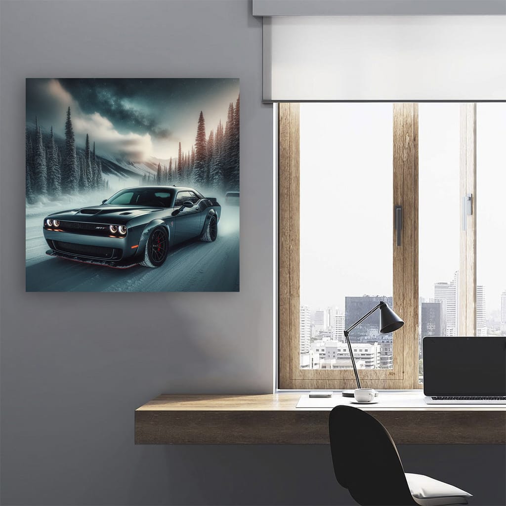 Dodge Challenger Srt Hellcat Winter Wall Art