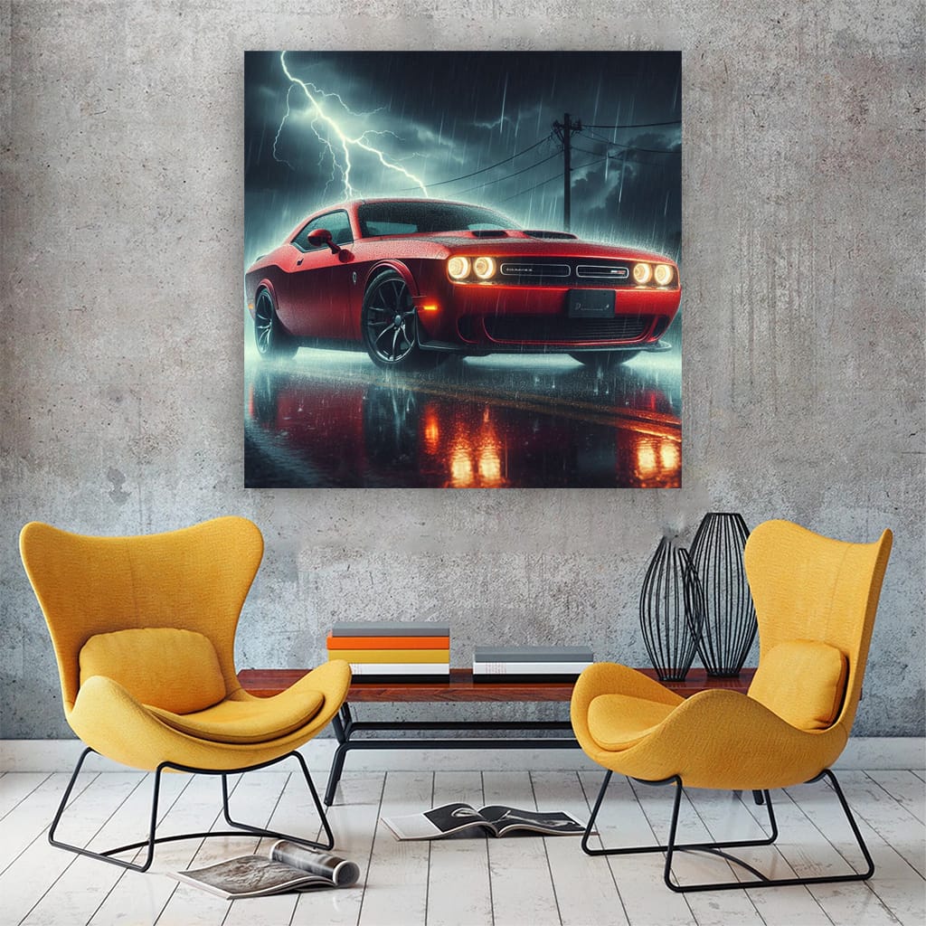 Dodge Challenger Thunderstorm Wall Art