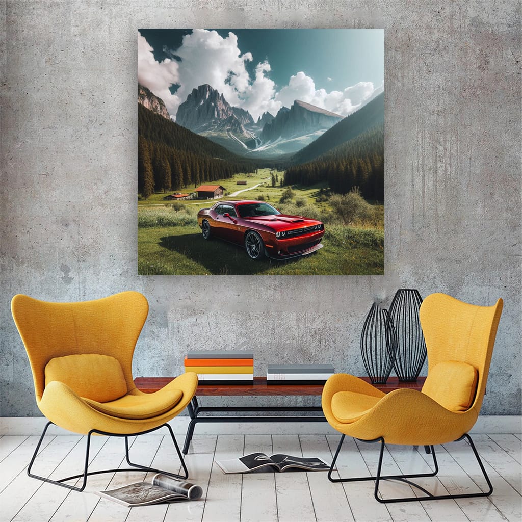 Dodge Challenger Valley Sunny day Wall Art