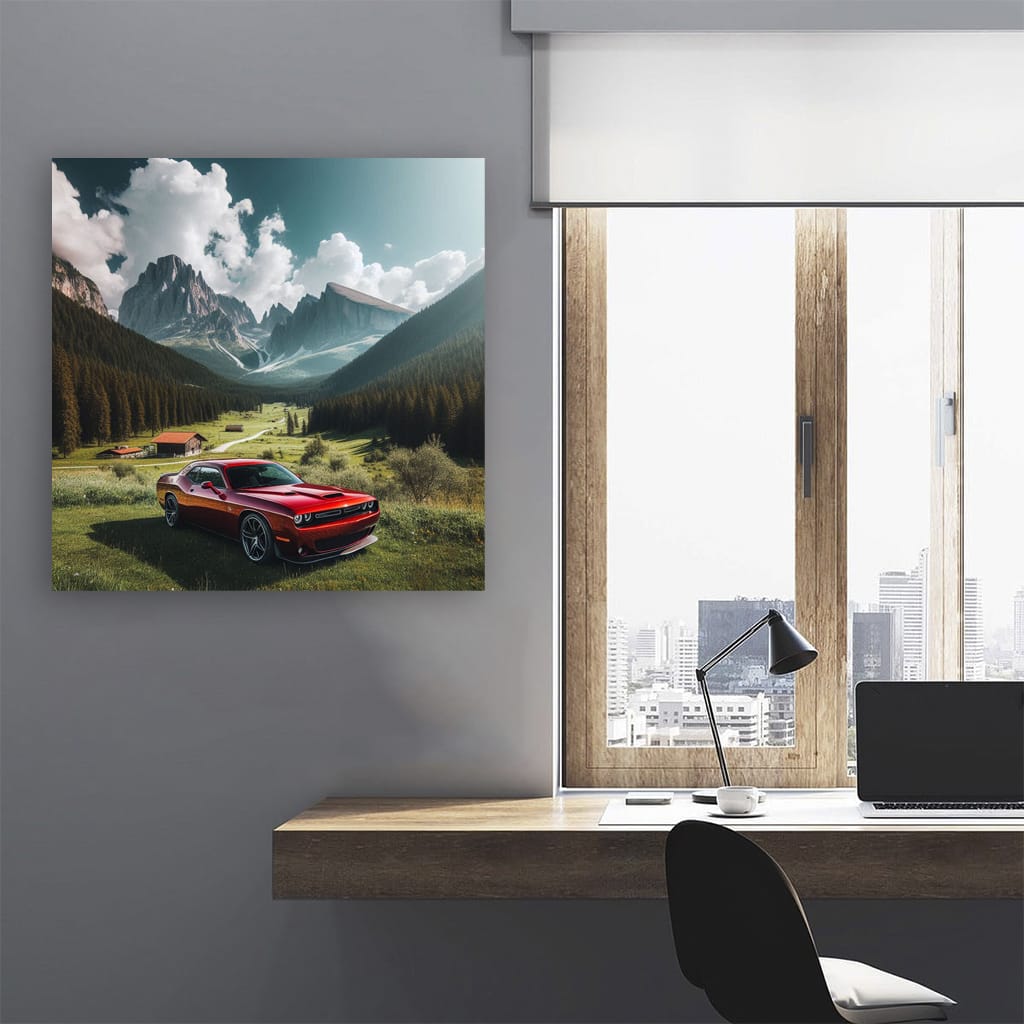 Dodge Challenger Valley Sunny day Wall Art