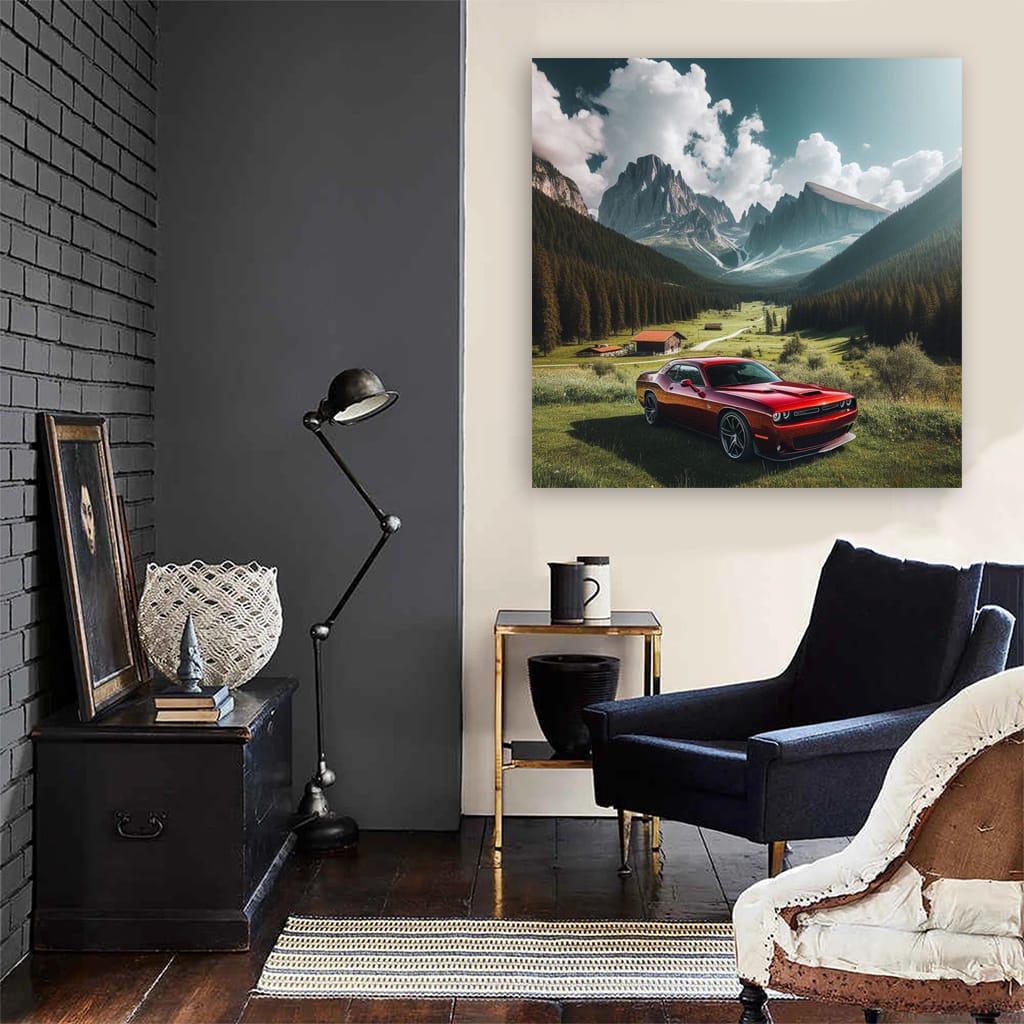 Dodge Challenger Valley Sunny day Wall Art