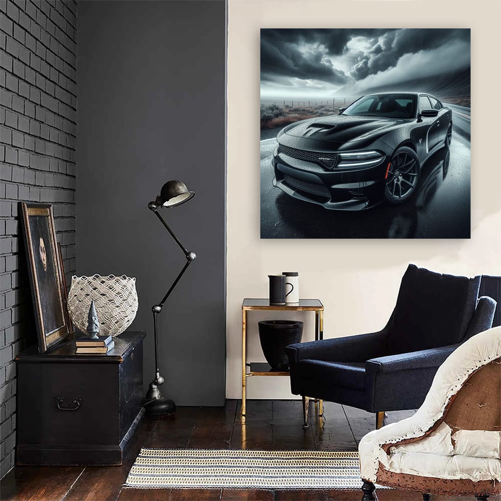 Dodge Charger Cloudy Weather Wall Art