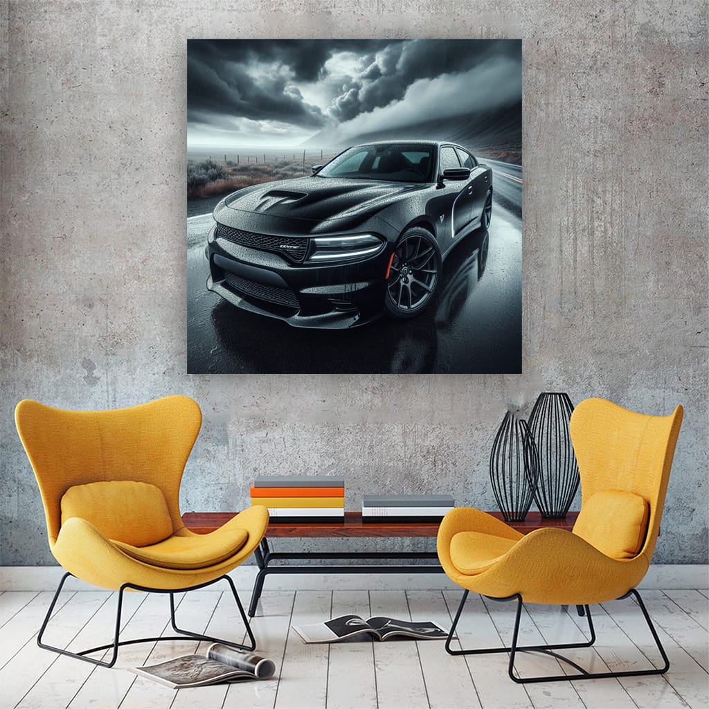 Dodge Charger Cloudy Weather Wall Art