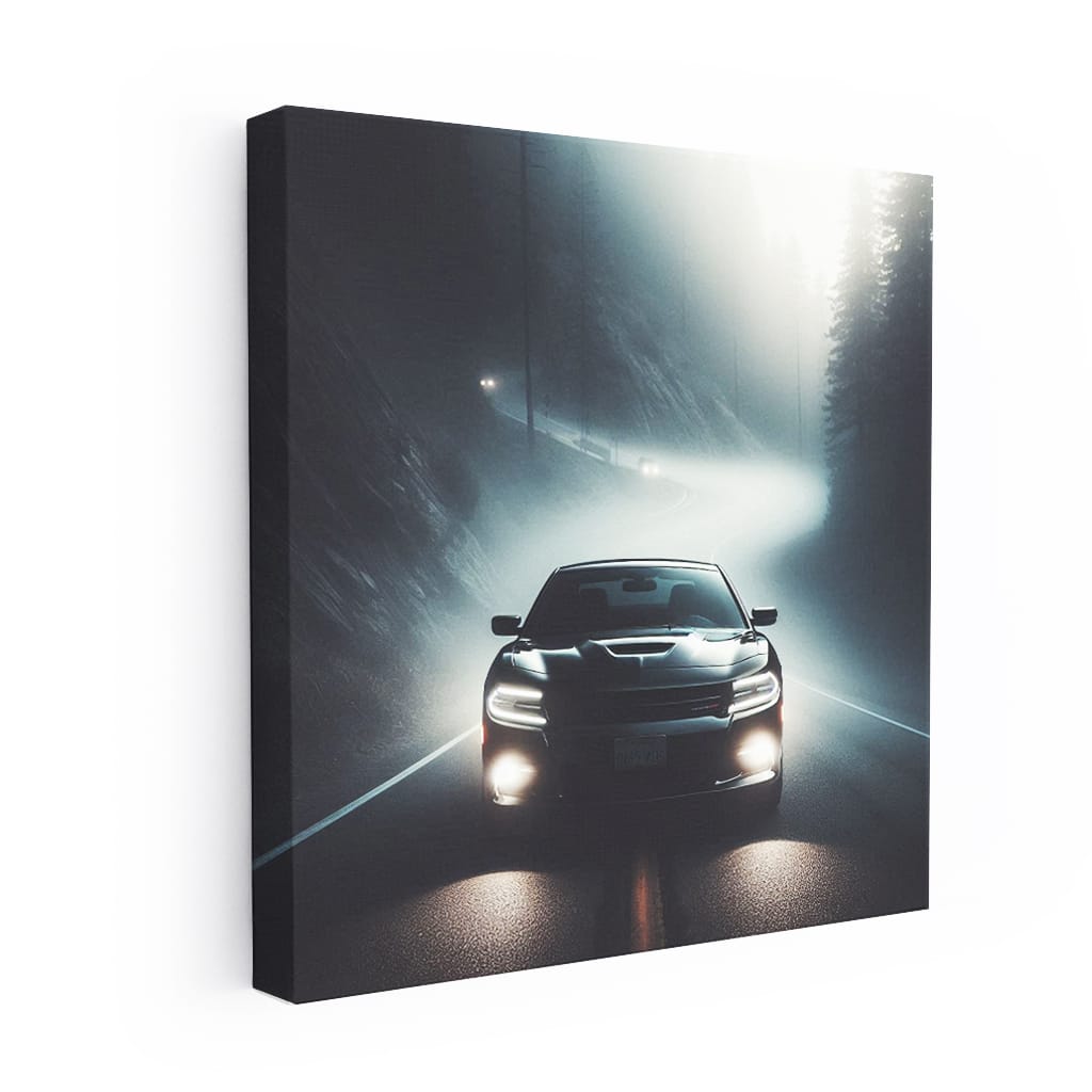 Dodge Charger Fog Black Wall Art