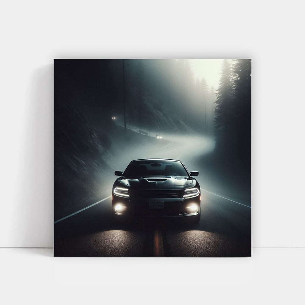 Dodge Charger Fog Black Wall Art