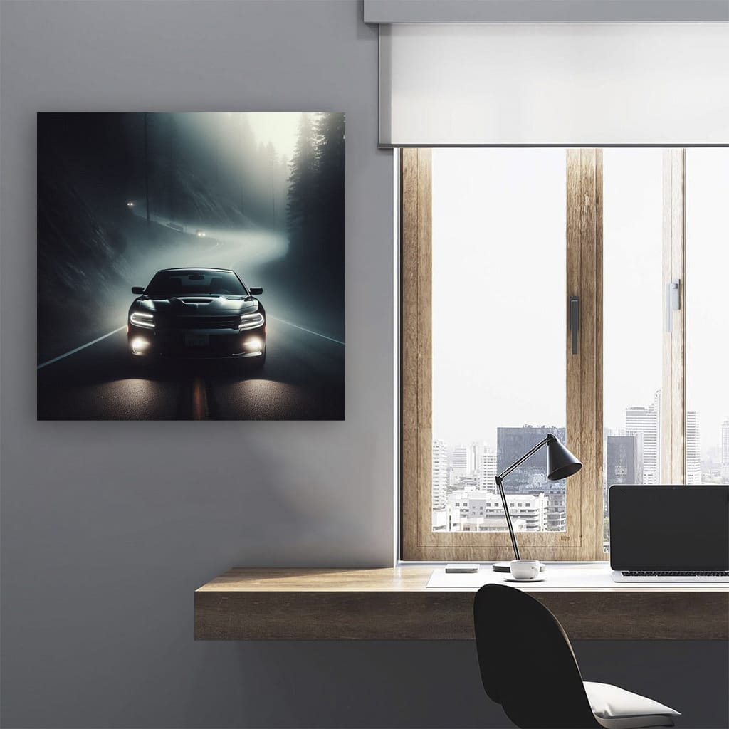 Dodge Charger Fog Black Wall Art