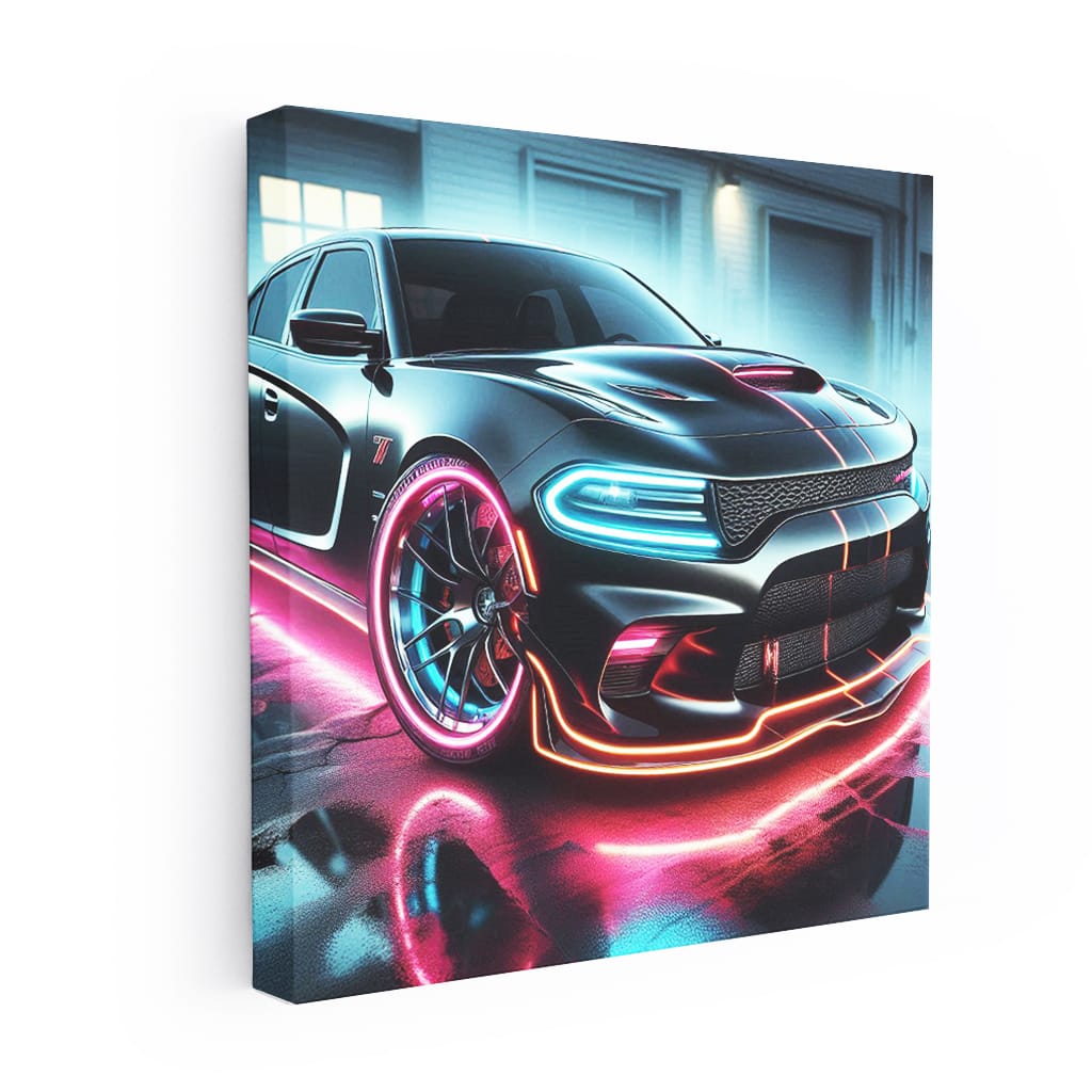 Dodge Charger Srt Hellcat Neon Vibe Wall Art