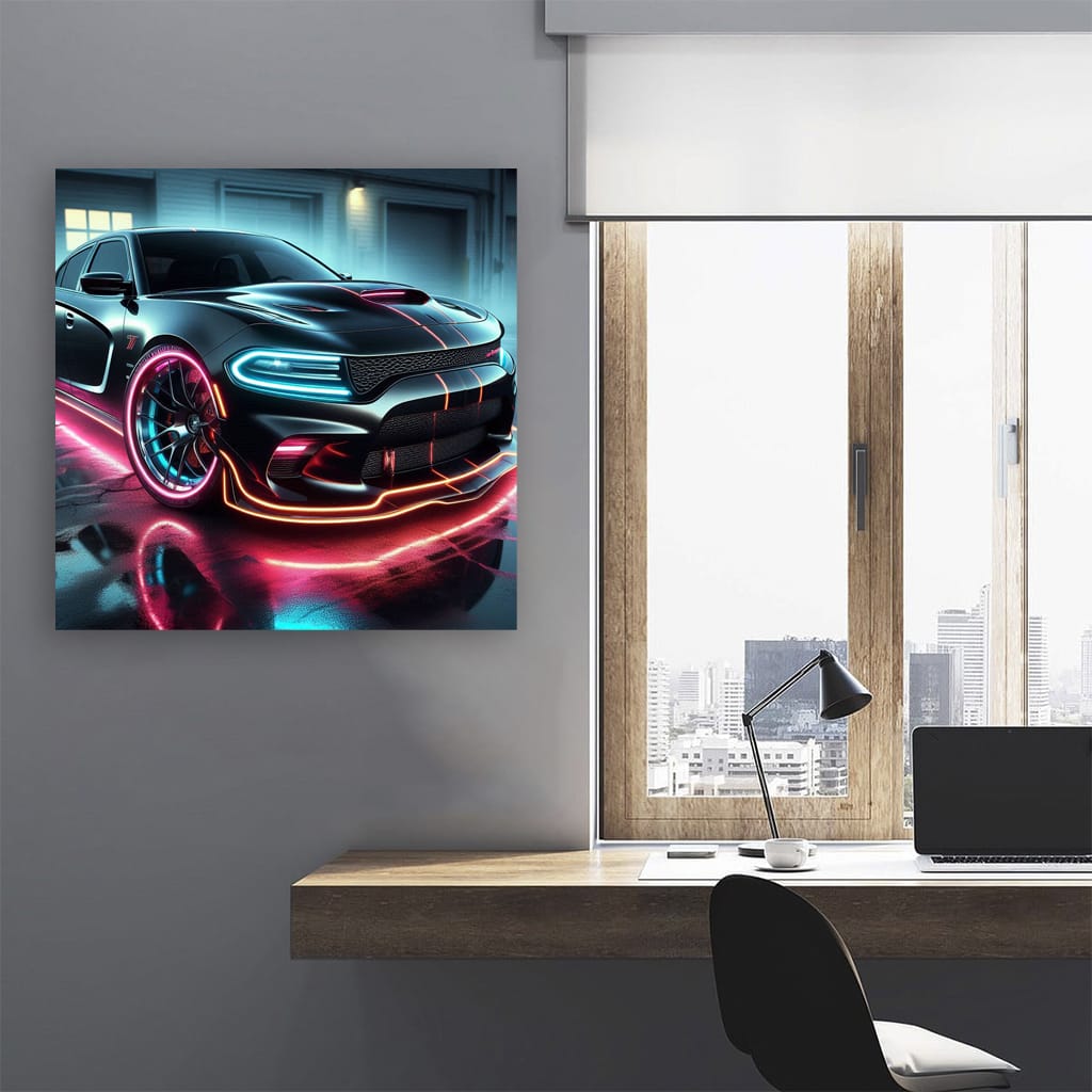 Dodge Charger Srt Hellcat Neon Vibe Wall Art