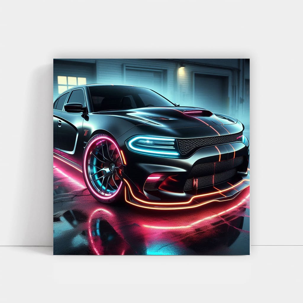 Dodge Charger Srt Hellcat Neon Vibe Wall Art