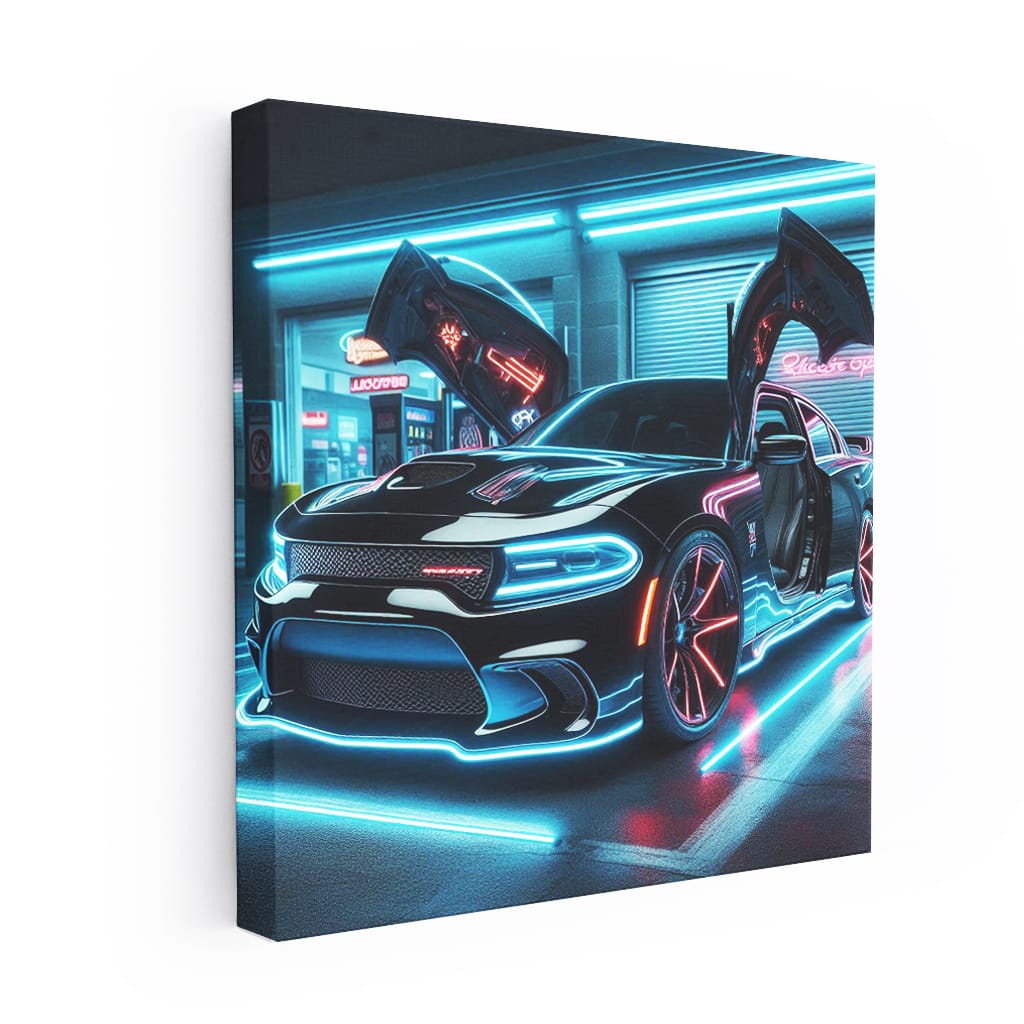 Dodge Charger Srt Hellcat Neon Wall Art