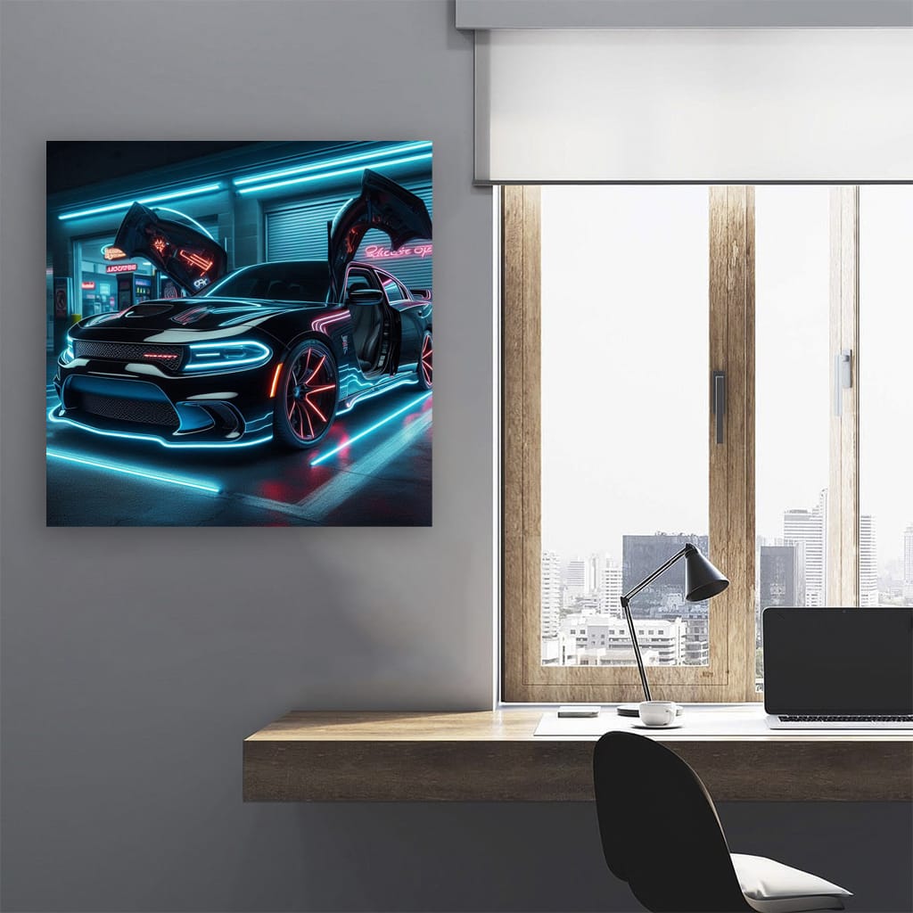 Dodge Charger Srt Hellcat Neon Wall Art