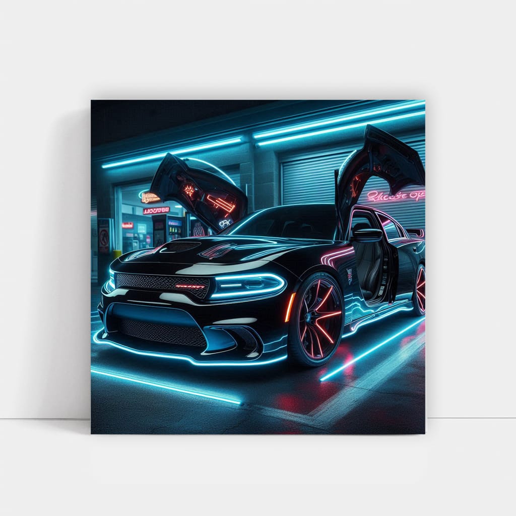 Neon Dodge Charger SRT Hellcat - Unleash Beast