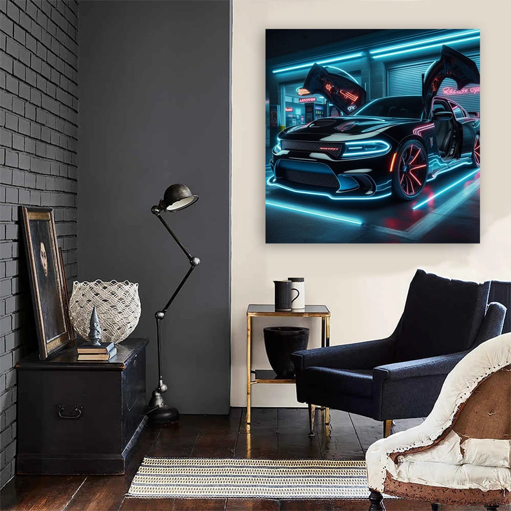 Neon Dodge Charger SRT Hellcat - Unleash Beast