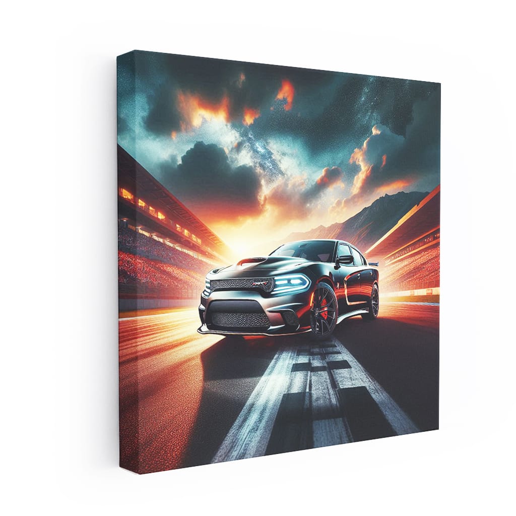 Black Dodge Charger Srt Hellcat Race Power Wall Art