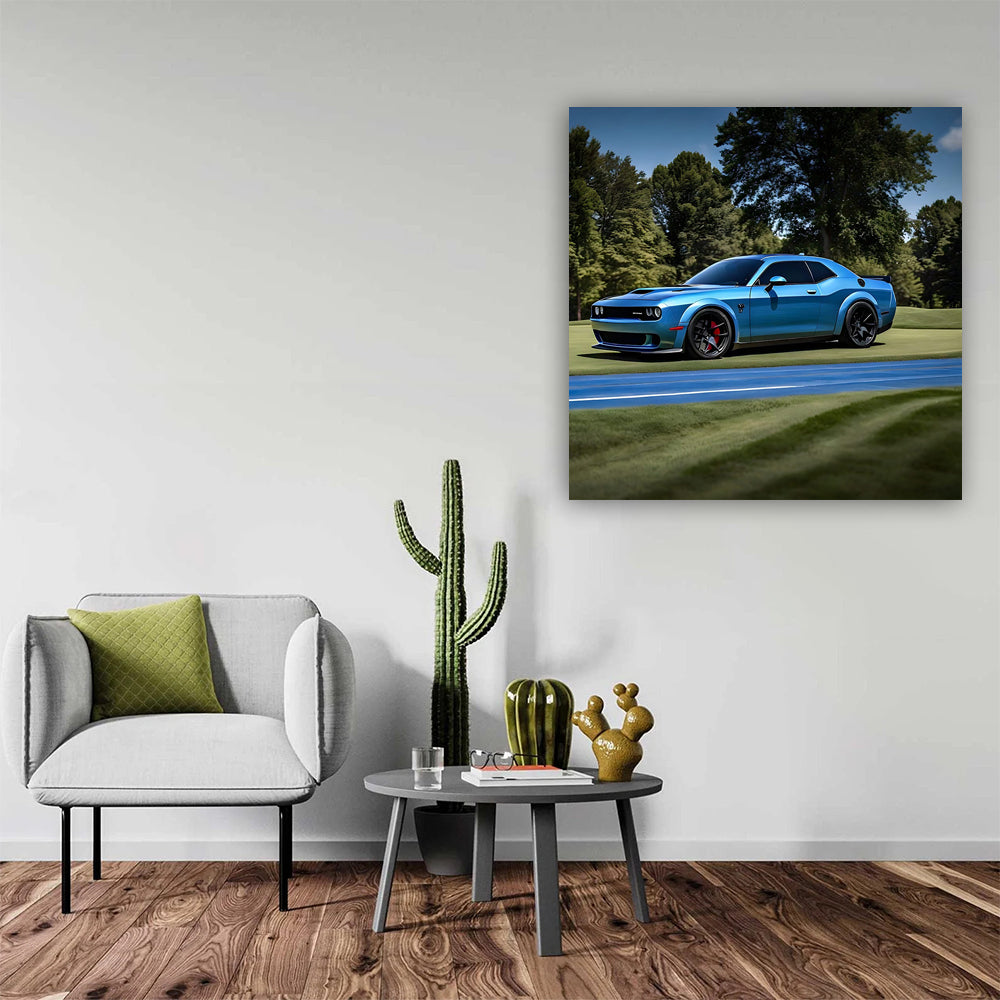 Dodge Challenger Srt Hellcat Blue Wall Art