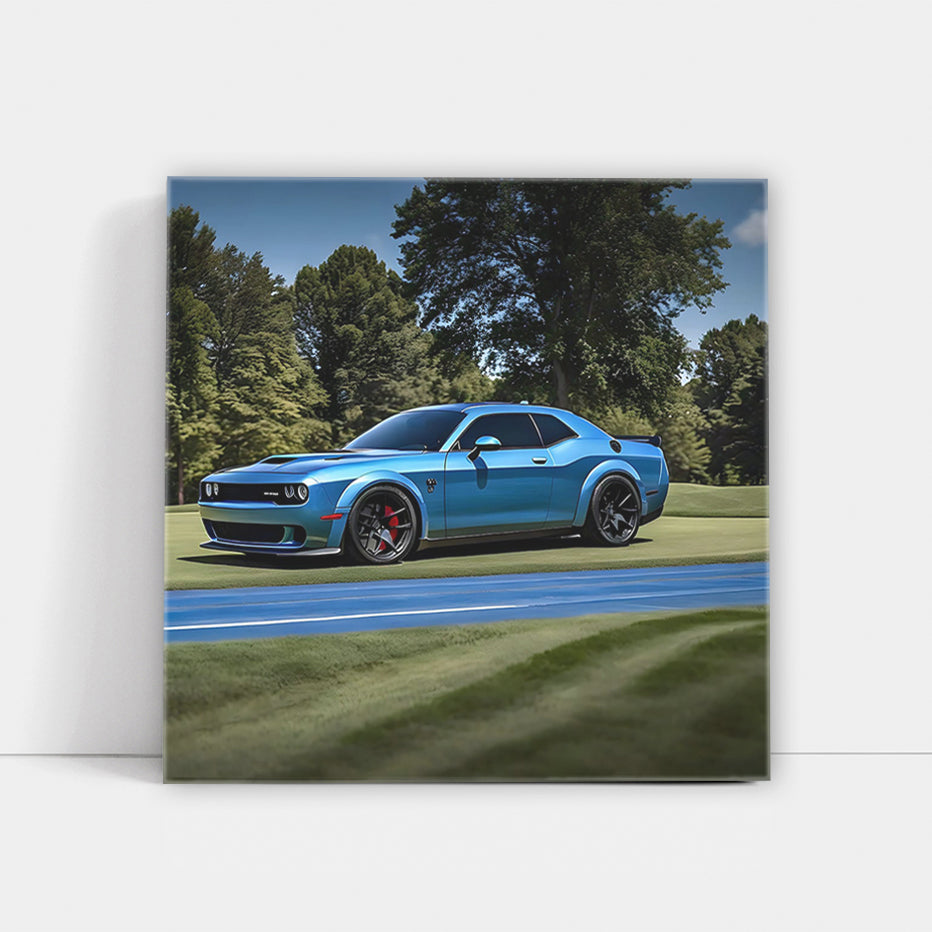 Dodge Challenger Srt Hellcat Blue Wall Art