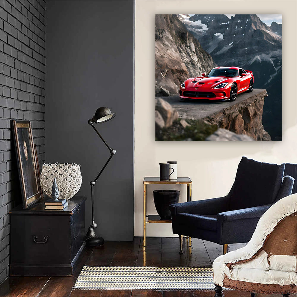 Dodge Viper Red In Mountai Wall Art