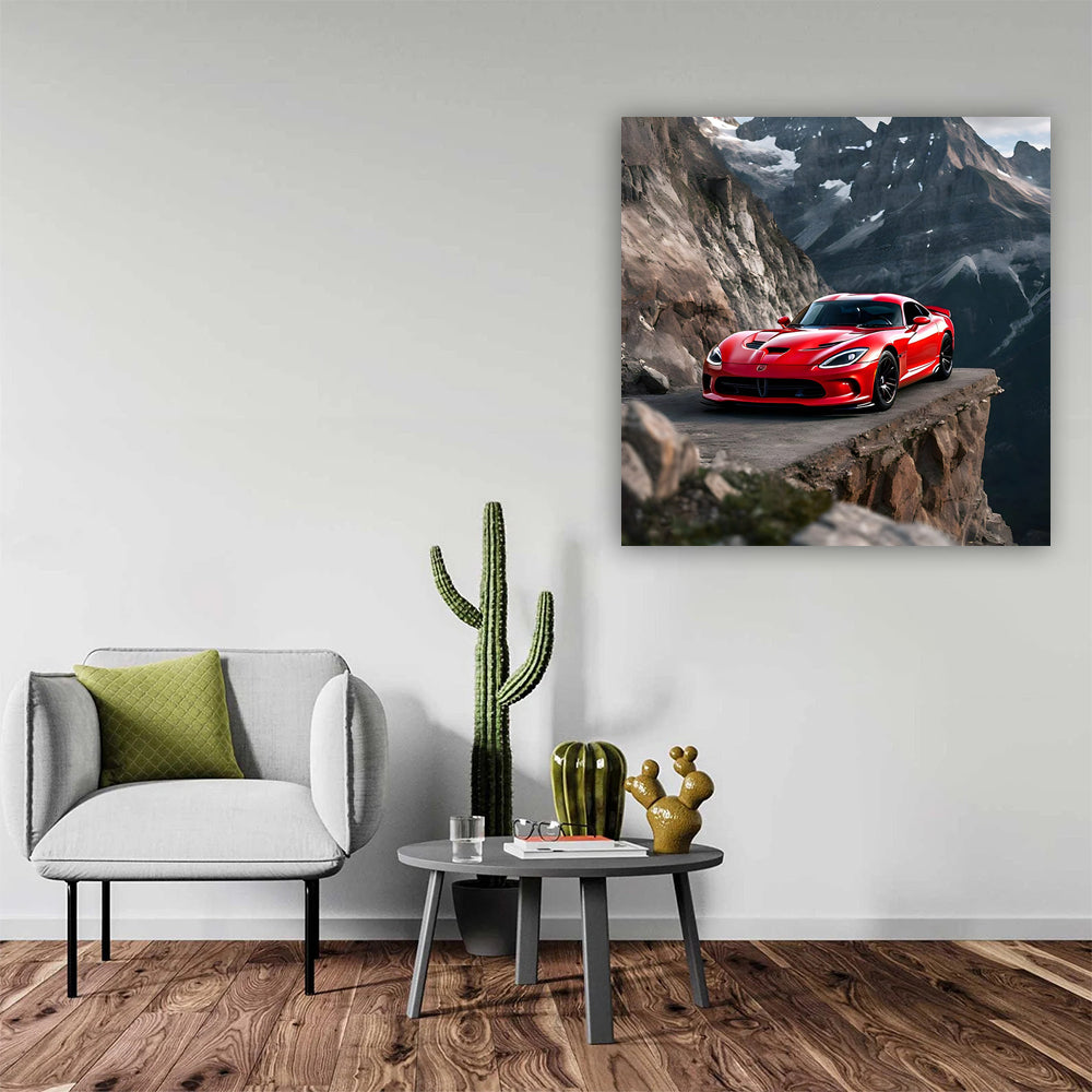 Dodge Viper Red In Mountai Wall Art