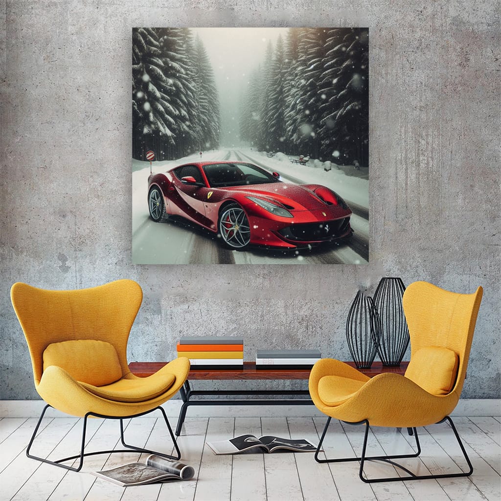 Ferrari 812 Superfast in Snowfall - Speed Meets Elegance