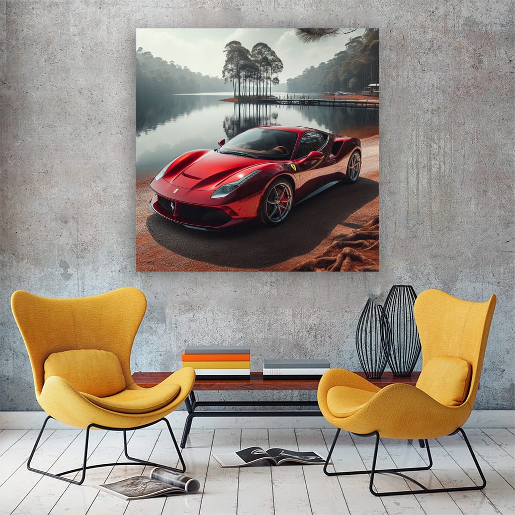 Ferrari Roma Lake Wall Art