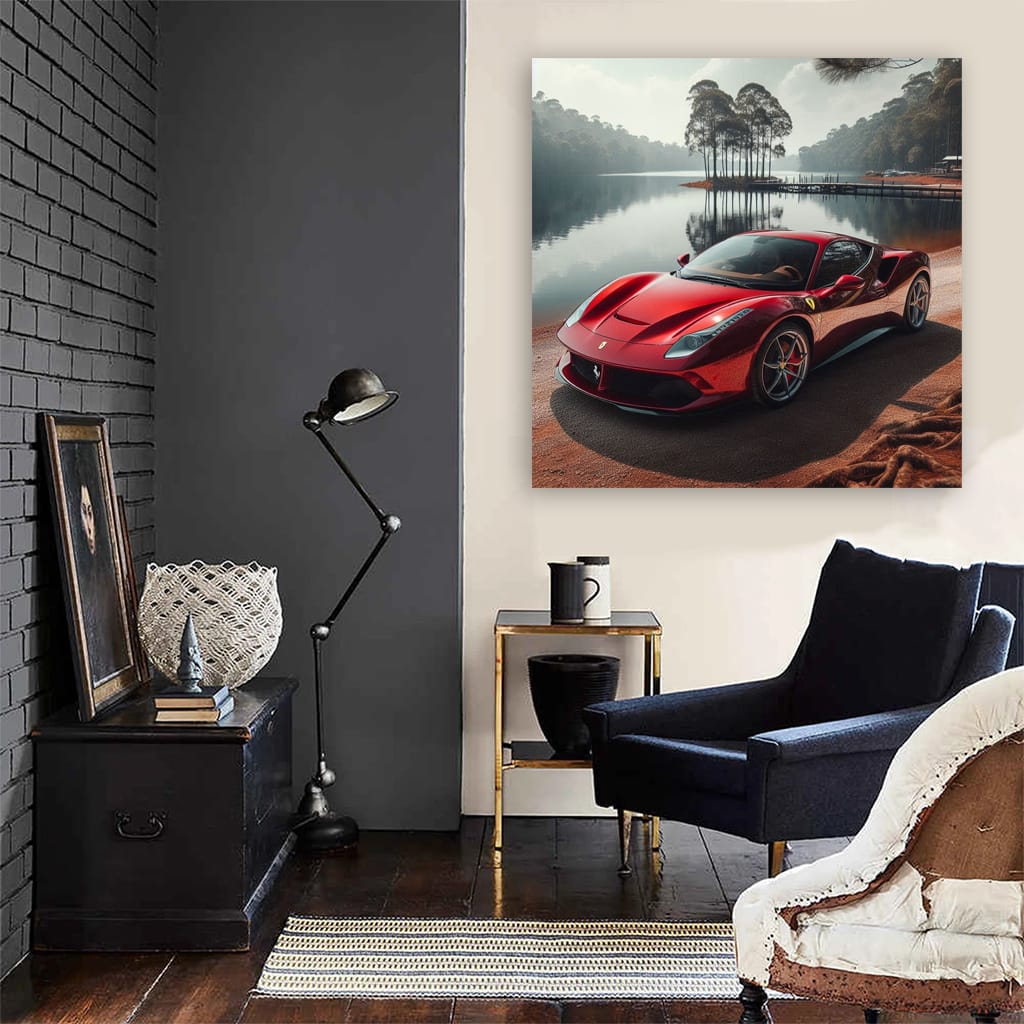 Ferrari Roma Lake Wall Art