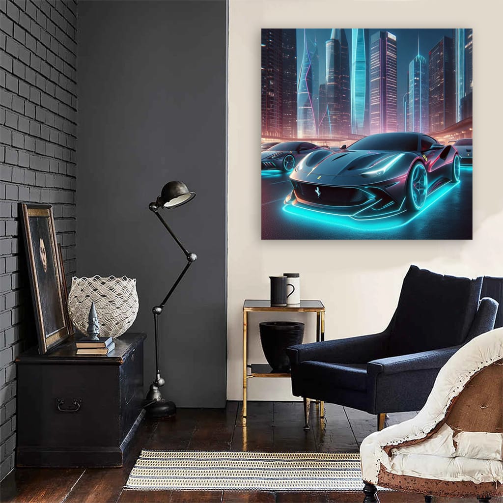 Ferrari Roma Neon Wall Art