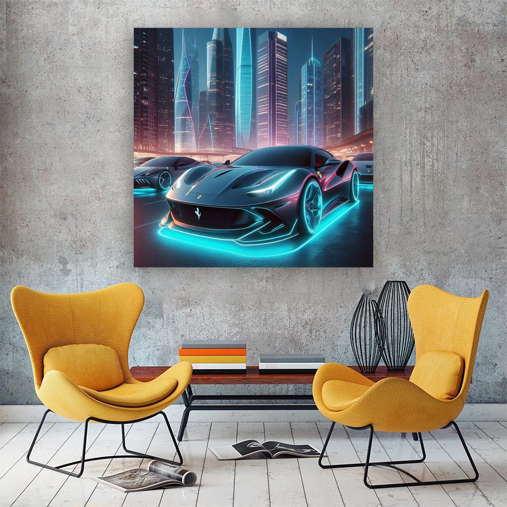 Ferrari Roma Neon Wall Art