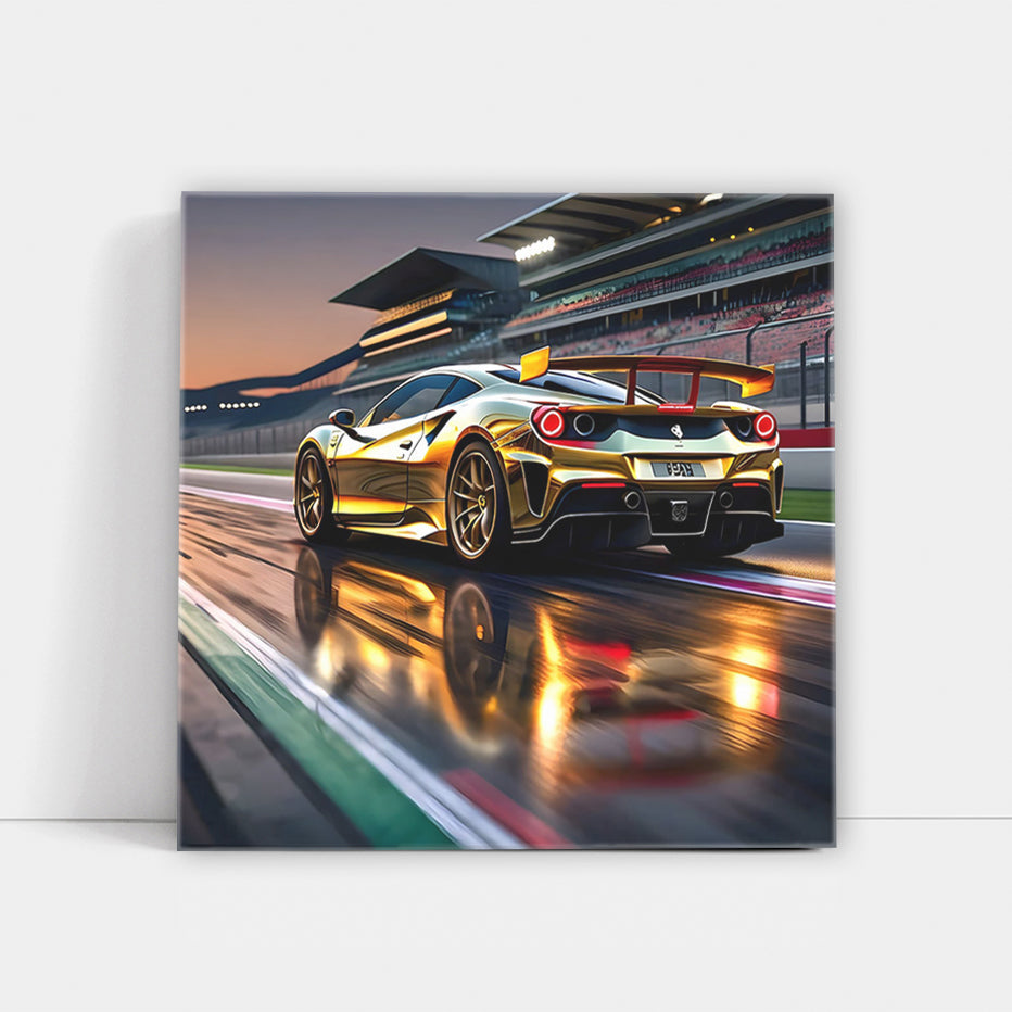 Ferrari 488 GTB in Gold at Race Track - Speed and Elegance