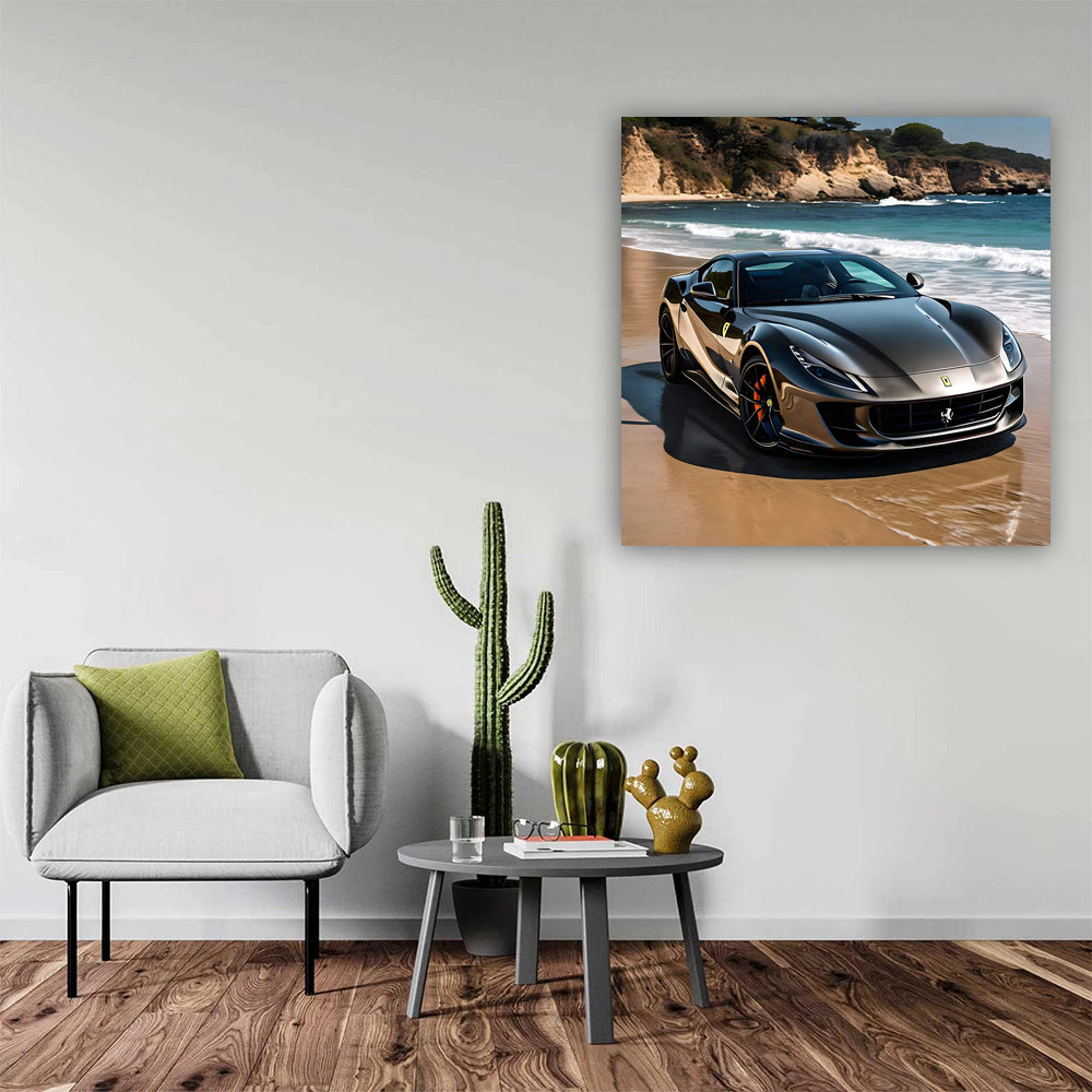 Ferrari 812 Superfast in Black Beside Beach - Pure Power
