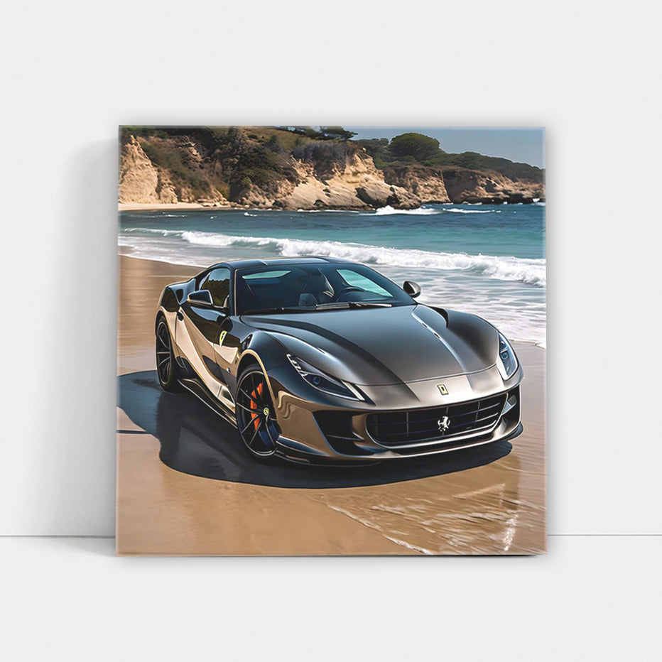 Ferrari 812 Superfast in Black Beside Beach - Pure Power