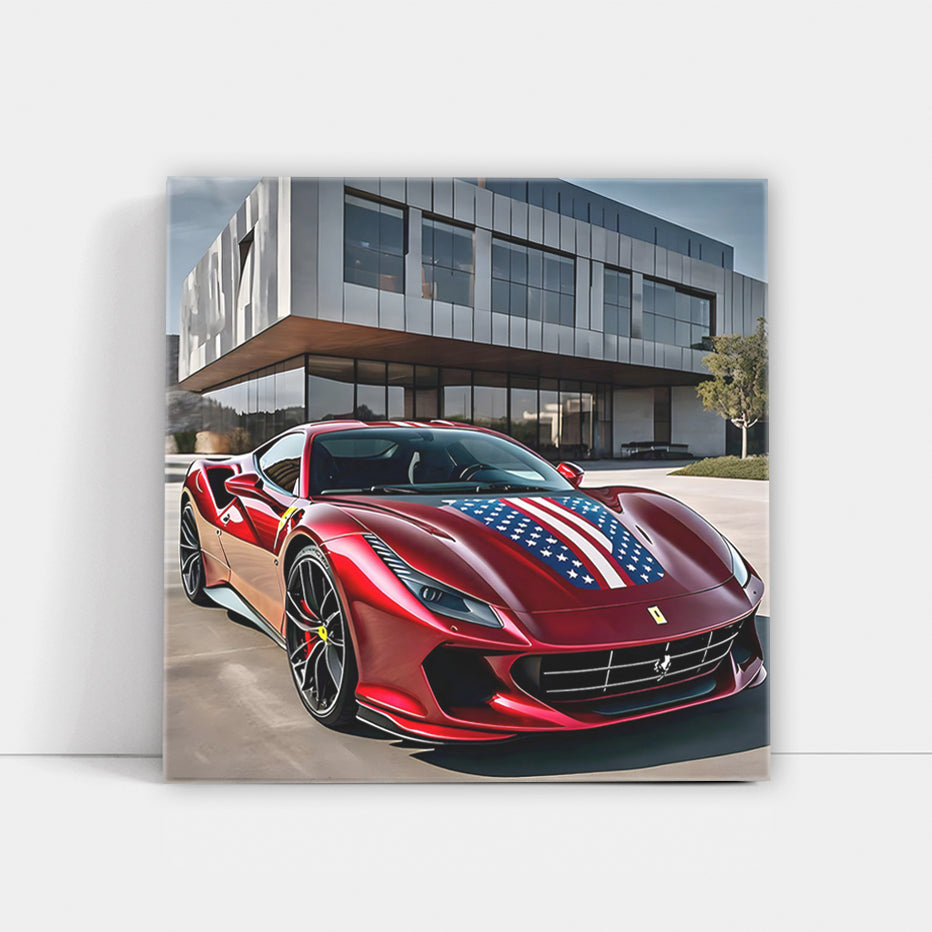 Ferrari F8 Tributo Burgundy with US Flag - Bold Elegance