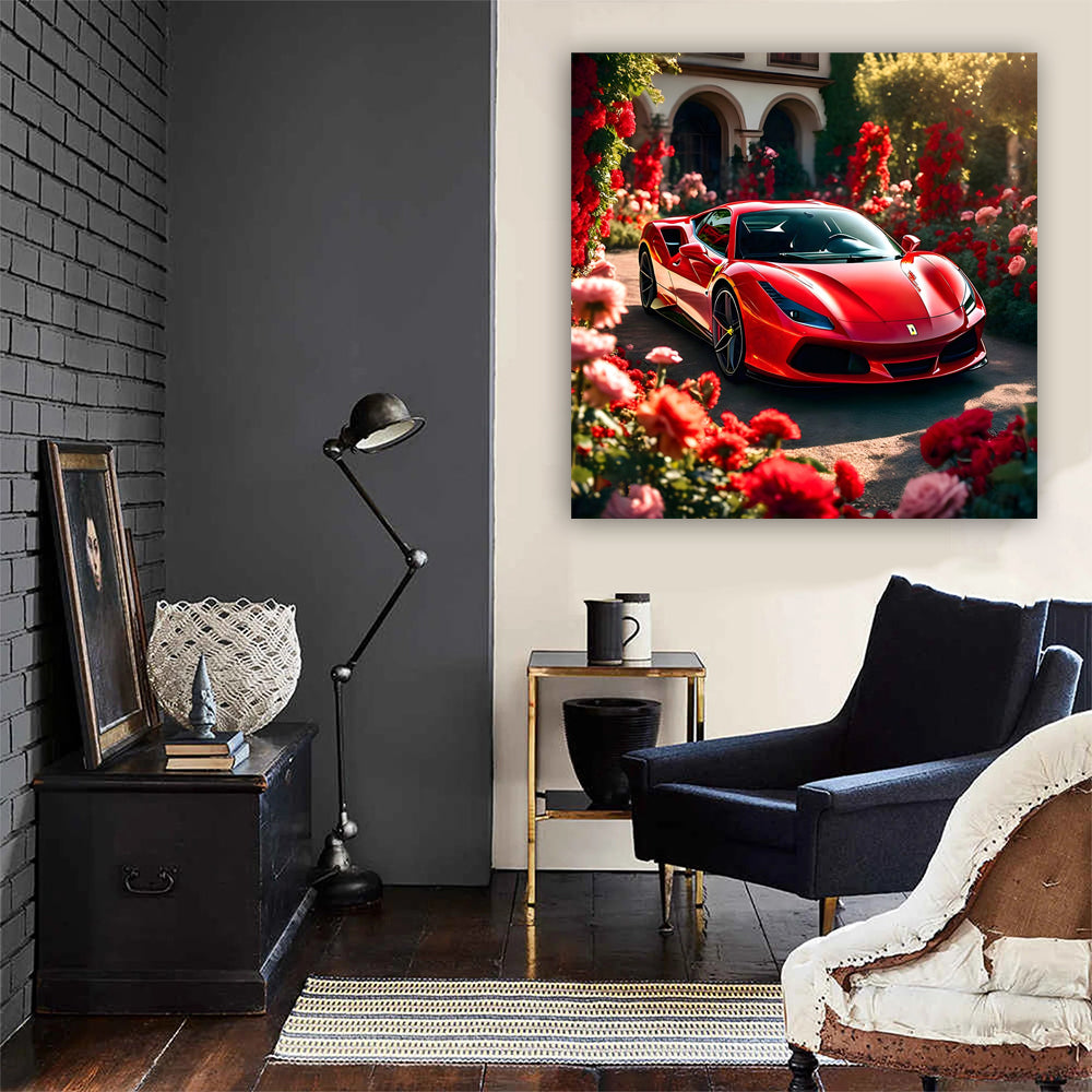 Ferrari F8 Tributo in Red Amidst Flowers - Pure Elegance