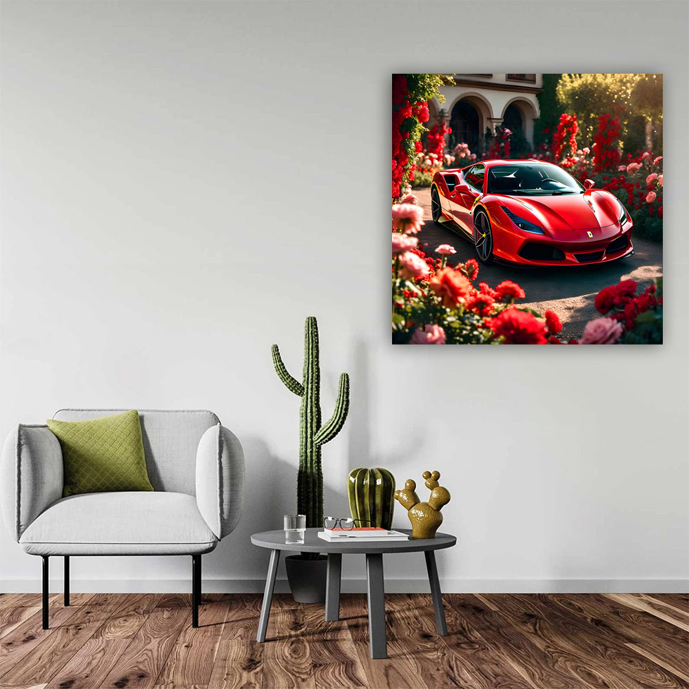 Ferrari F8 Tributo in Red Amidst Flowers - Pure Elegance