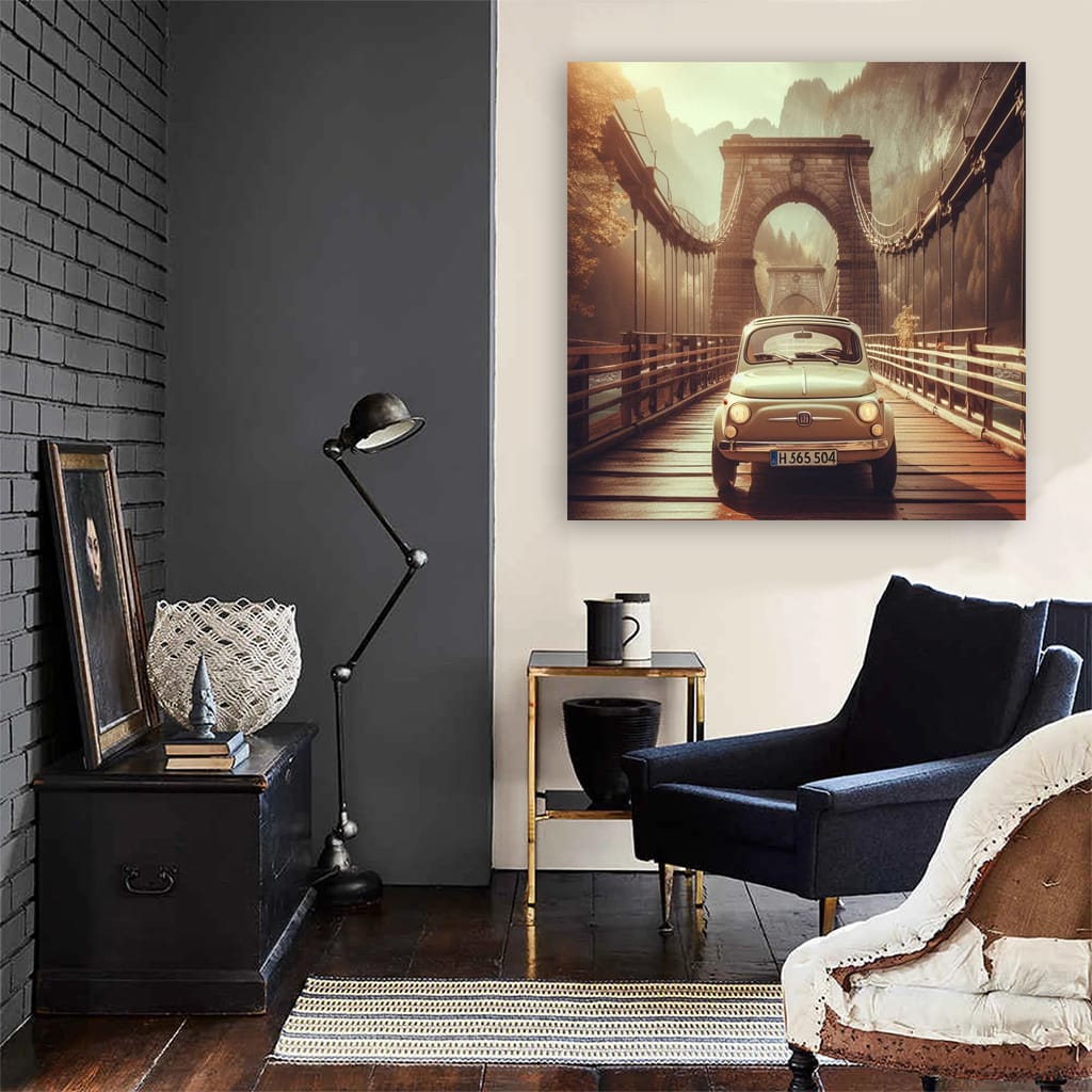 Fiat Old Retro Bridge Wall Art