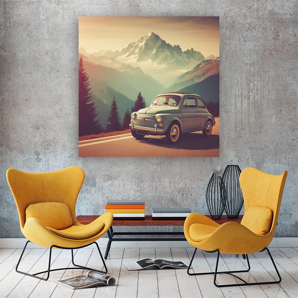 Fiat Old Retro Mounta Wall Art