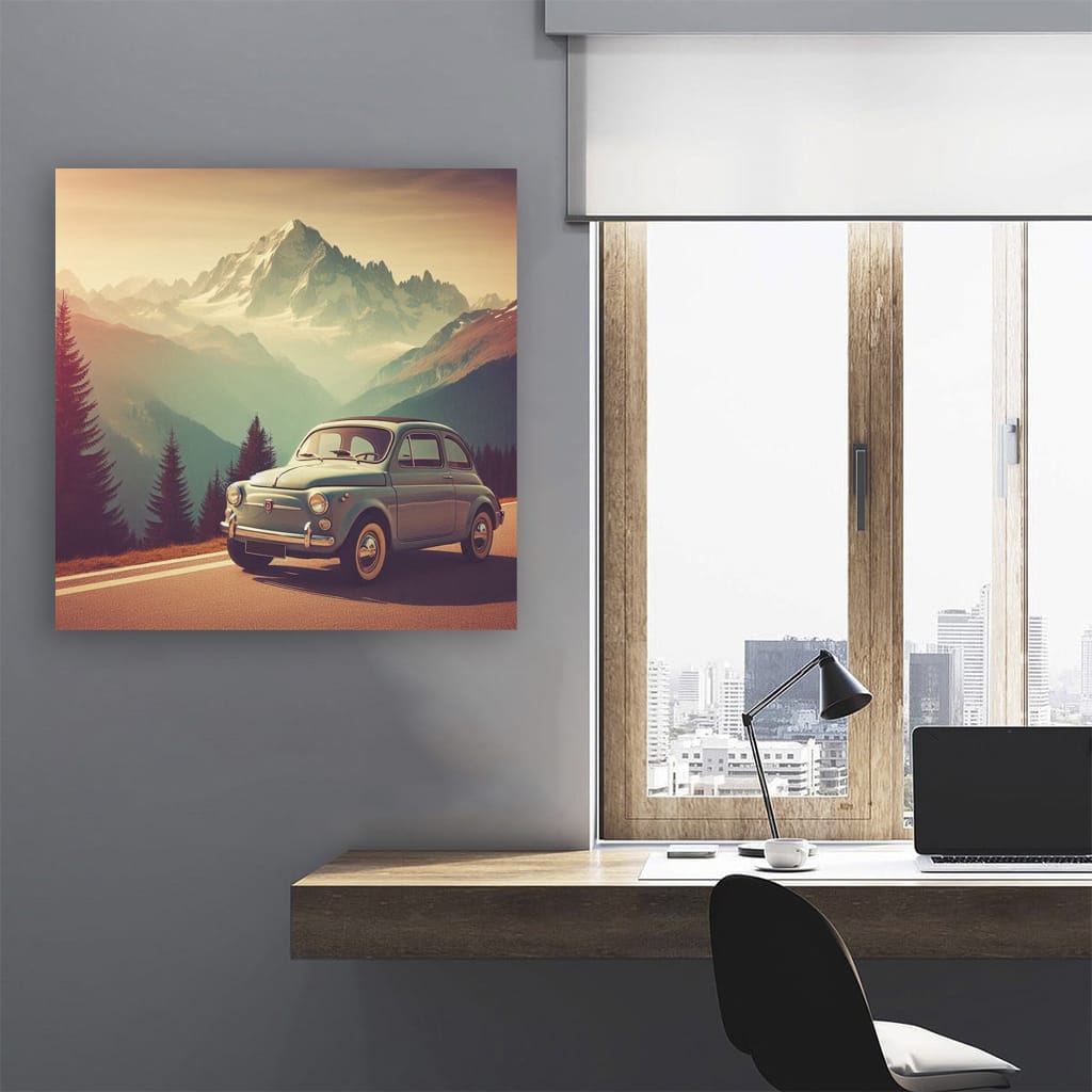 Fiat Old Retro Mounta Wall Art