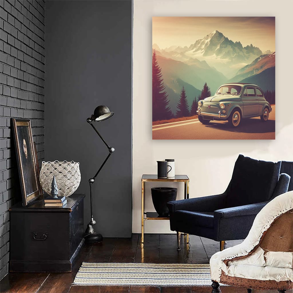 Fiat Old Retro Mounta Wall Art