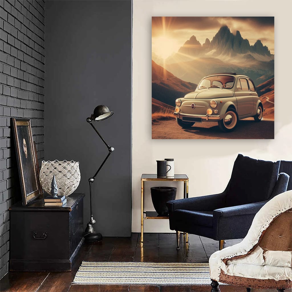 Fiat Old Retro Mountain Wall Art