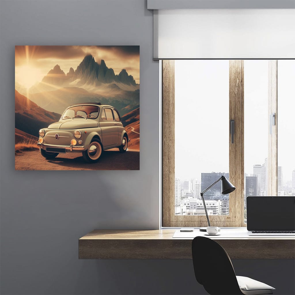 Fiat Old Retro Mountain Wall Art